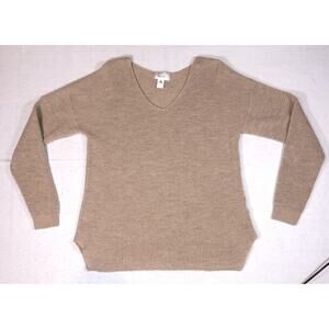 Kersh Sweater Wool Blend Waffle Knit V Neck Tan Beige Womens Size L